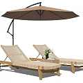 Woven Lounge Chairs With Wooden Frame Brown Umbrella Side Table Green Plant And Book