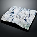 3D Topographic Terrain Model With Mountain Ridges Detailed Elevation And Black Base