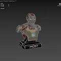 Iron Man Bust Doll With Red And White Armor Glowing Arc Reactor And Display Base