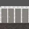 Multiple White Hinged Doors With Modern Design And Brass Handles In Interior 3d model