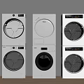Modern Washing Machines With Stackable Design And Sleek White Finish 3d model