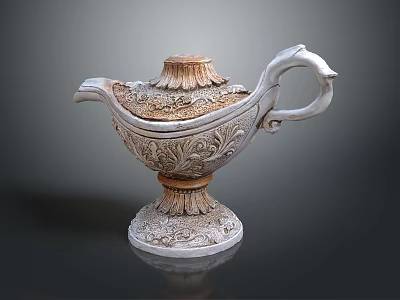Decorative Classical Vessel With Intricate Carvings Floral Patterns Pedestal Base And Ornate Lid 3d model