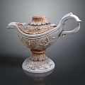 Decorative Classical Vessel With Intricate Carvings Floral Patterns Pedestal Base And Ornate Lid