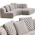 Stylish Sectional Sofa With Woven Pattern Design And Plush Black White Pillows 3d model