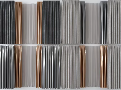 Modern Stylish Curtains With Various Textured Fabrics And Neutral Tones For Home Interiors 3d model