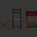 Vintage Wooden Chairs With Ornate Carved Backrest Upholstered Purple Seats And Fringe Details