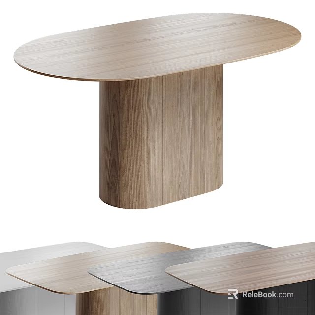 Modern Wooden Coffee Table With Round Top And Cylindrical Leg Design 3d model 