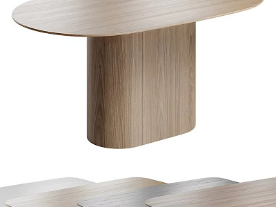 Modern Wooden Coffee Table With Round Top And Cylindrical Leg Design 3d model
