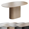 Modern Wooden Coffee Table With Round Top And Cylindrical Leg Design