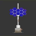 Computer Hardware Component Hexagonal Blue Module With White Stand Base And Modern Design Structure