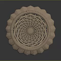 Light Brown Round Woven Basket Showcasing Intricate Texture On Dark Surface 3d model
