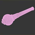 Wooden Household Item With Round Head Long Handle And Textured Surface