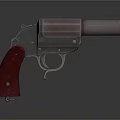 Vintage Revolver With Metal Body And Red Grip On Dark Background