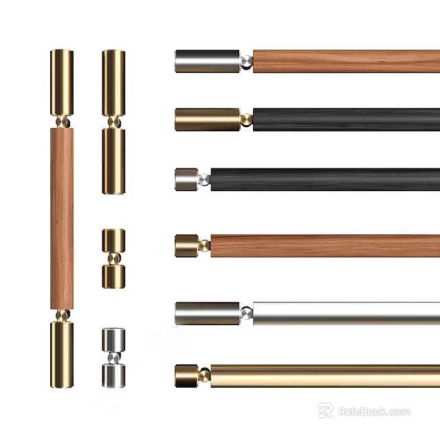 Different Types of Door Handles in Brass Wood Black and Silver Finishes for Home Use 3d model 