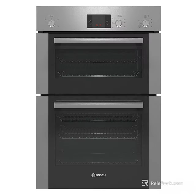 Modern Stainless Steel Double Oven Kitchen Appliance With Stacked Design 3d model 