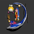 Vibrant Marine Character And Creatures With Seahorse Starfish Spotted Fish Blue Base And Colorful Balls