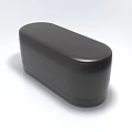 Black Leather Ottoman With Sleek Rectangular Design And Curved Edges 3d model