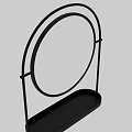 Modern Round Mirror With Black Metal Frame And Stand Design For Home Interior Decor