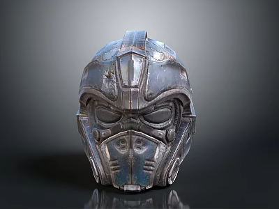 Futuristic Metallic Helmet With Armored Design Textured Surface And Detailed Faceplate 3d model
