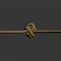 V Shaped Knotted Brown Rope With Tightly Tied Knot Isolated On Dark Background