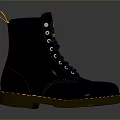 Black Leather Work Boots With Yellow Accents And Brown Rubber Sole For Daily Use