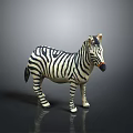 Animated Zebra Game Character With Black White Stripes Standing Pose Against Dark Background