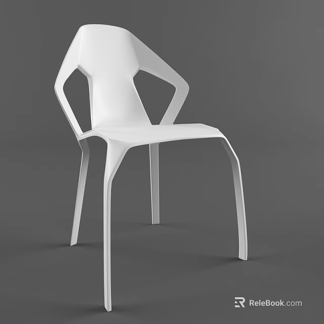 Modern White Office Chair Featuring Geometric Design and Durable Structure 3d model