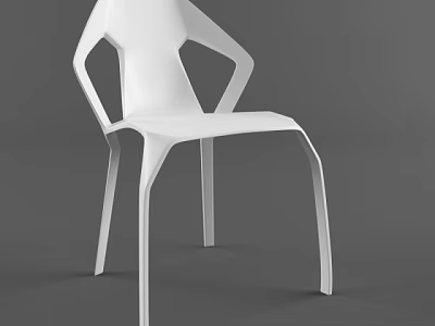 Modern White Office Chair Featuring Geometric Design and Durable Structure 3d model