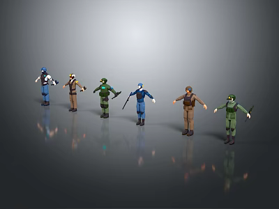 Diverse Game and Movie Characters With Various Costumes Different Poses And Weapons 3d model