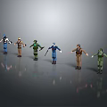 Diverse Game and Movie Characters With Various Costumes Different Poses And Weapons