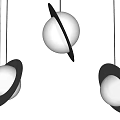 Modern Pendant Lights with White Globe and Black Ring Decor Design 3d model