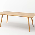 Wooden Dining Table Modern Minimalist Design With Slim Legs And Rectangular Tabletop 3d model