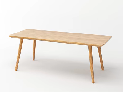 Wooden Dining Table Modern Minimalist Design With Slim Legs And Rectangular Tabletop 3d model