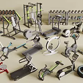 Diverse Fitness Equipment Collection For Home Gym With Treadmills Dumbbells And Machines