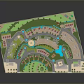 Modern Residential Complex With High Rise Buildings Green Park And Water Features