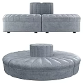 Modern Gray Tufted Round Modular Sofa Set For Living Room Design 3d model