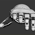 Advanced Robotic Arm With Silver Metallic Design Multiple Joints And Fingers On Cylindrical Base
