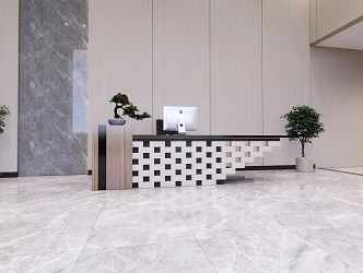 Modern Reception Desk Front Desk 3d model