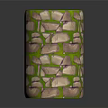 Three Cylindrical Decorative Pieces With Stone-like Patterns And Green Accents