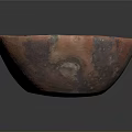 Red Ceramic Bowl Sculpture With Hand Carved Speckled Surface Design