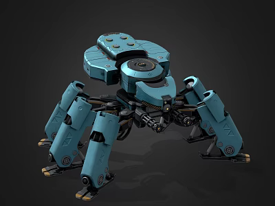 Smart Blue Multi-legged Robot With Mechanical Legs And Futuristic Design 3d model