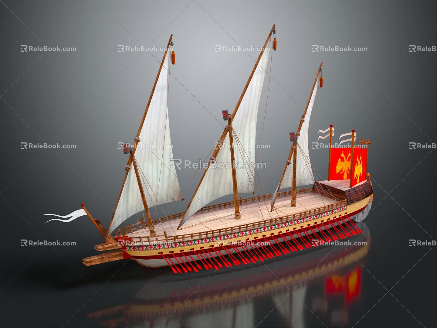 Chinese-style ship ancient ship ancient warship large ancient ship ancient warship 3d model