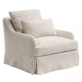 Cozy Beige Single Sofa With Linen Fabric And Comfortable Cushion For Living Room