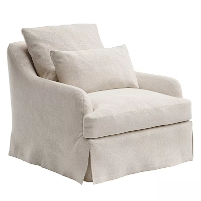 Cozy Beige Single Sofa With Linen Fabric And Comfortable Cushion For Living Room 3d model