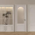 Three White Hinged Doors Modern Interior Design With Glass Panels And Arch Details