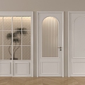 French Single Door Cream Wind Single Door Swing Door 3d model