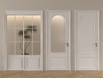 French Single Door Cream Wind Single Door Swing Door 3d model