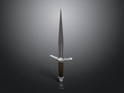 Medieval Sword With Metallic Sharp Blade Brown Hilt And Reflective Surface 3d model