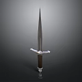 Medieval Sword With Metallic Sharp Blade Brown Hilt And Reflective Surface