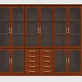 Wooden Filing Cabinet with Glass Doors Multiple Drawers and Storage Shelves